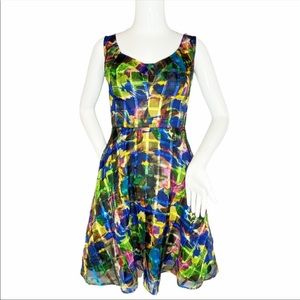 Black Halo Colorful Overlay Dress- 4